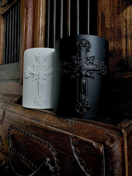 PRE-ORDER - Concrete Cross Candle ~ Frankincense and Myrrh